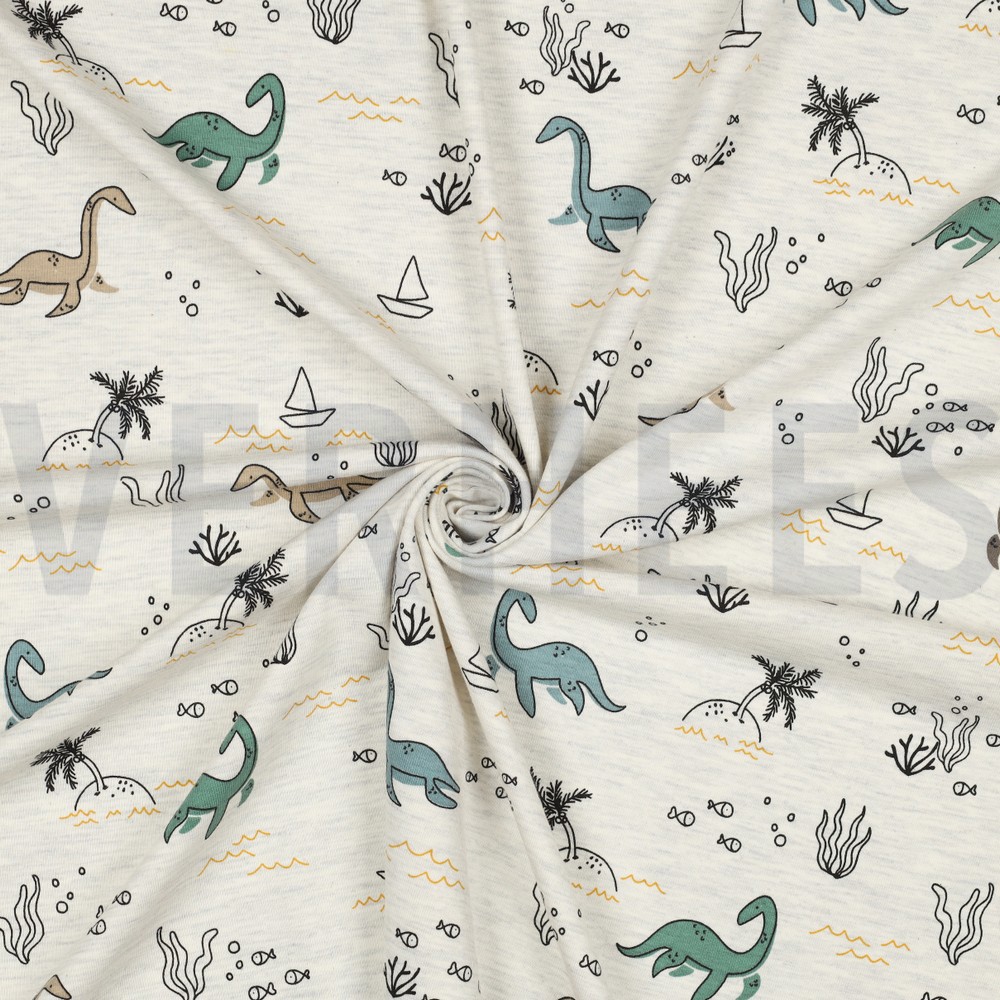 JERSEY MELANGE WATER DINOSAURS ECRU MELANGE #7