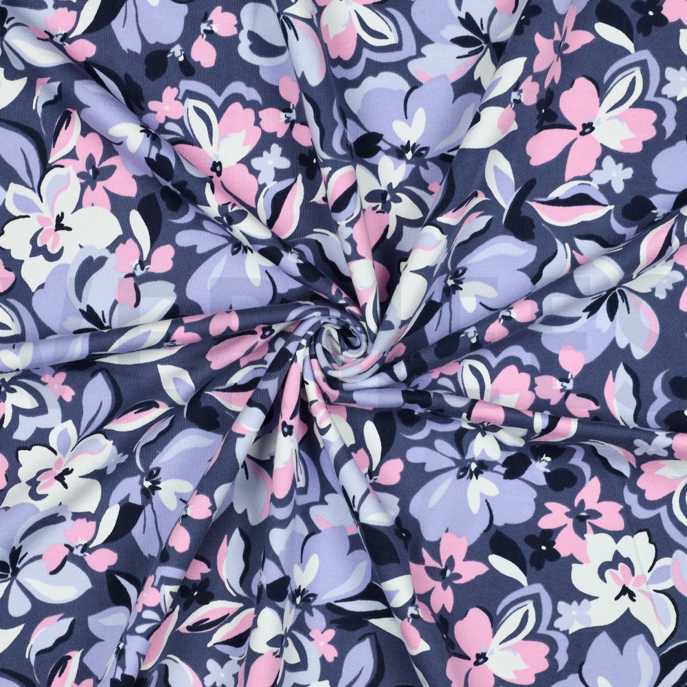 FRENCH TERRY FLOWERS PINK #7