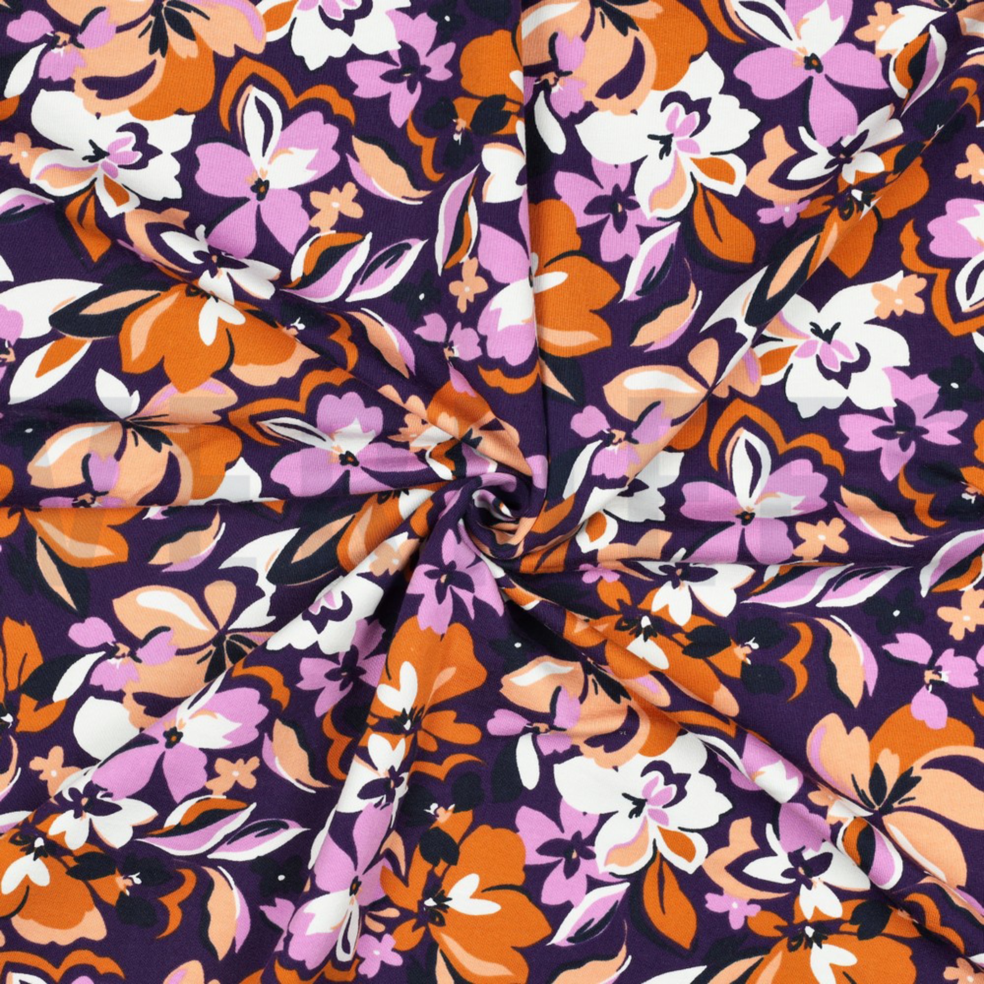FRENCH TERRY FLOWERS PURPLE/OCHRE (high resolution) #3