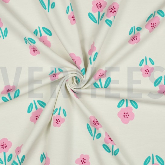 FRENCH TERRY FLOWERS OFF WHITE #7