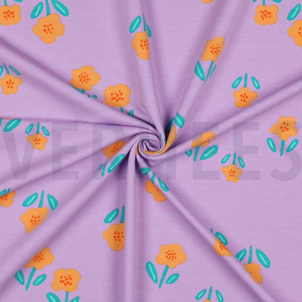 FRENCH TERRY BLOEMEN LAVENDEL #7