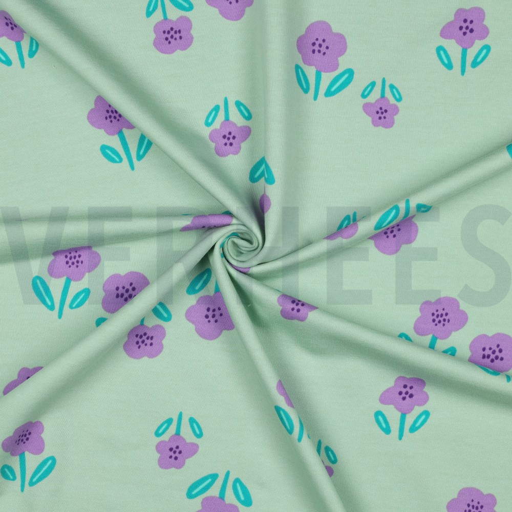 FRENCH TERRY BLOEMEN MINT #7