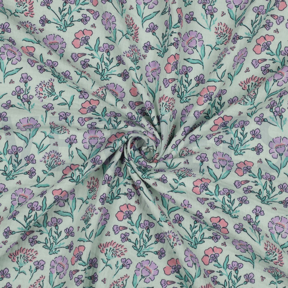 DOUBLE GAUZE FLOWERS MINT #7