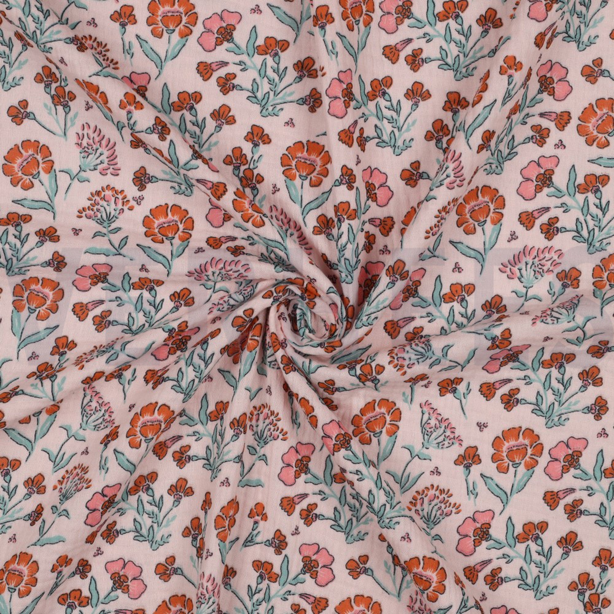 DOUBLE GAUZE BLOEMEN LICHTROZE/OUDROZE (high resolution) #3