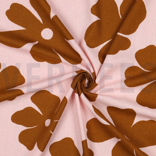 LEINEN VISKOSE BLUMEN HELLROSA #7