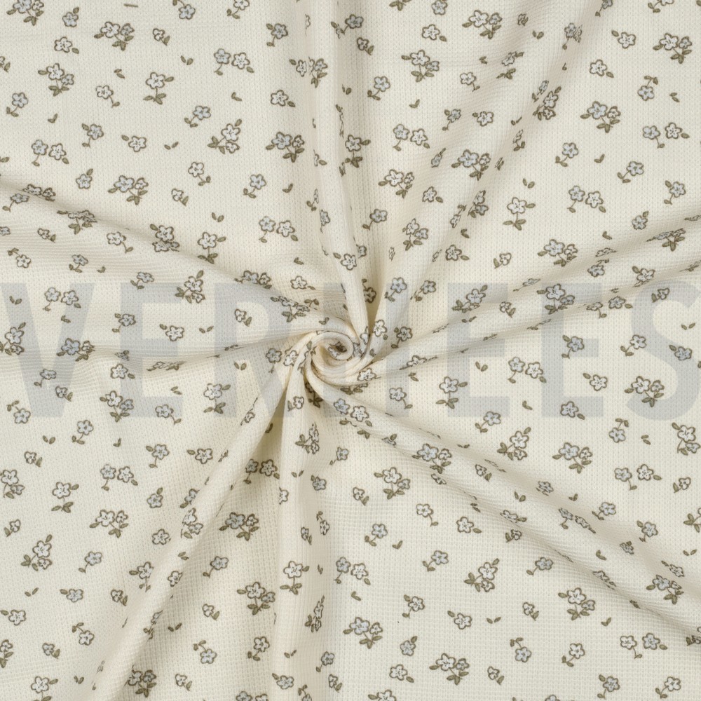 WAFELJERSEY BLOEMEN ECRU #7