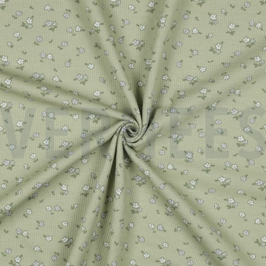 JERSEY GAUFRÉ FLEURS SAUGE #7
