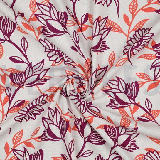 LIN VISCOSE FLEURS VIOLET #7