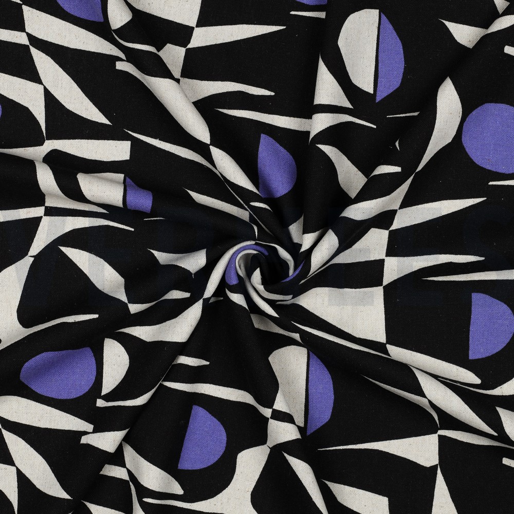 LEINEN VISKOSE ABSTRACT LILA/VIOLETT #7