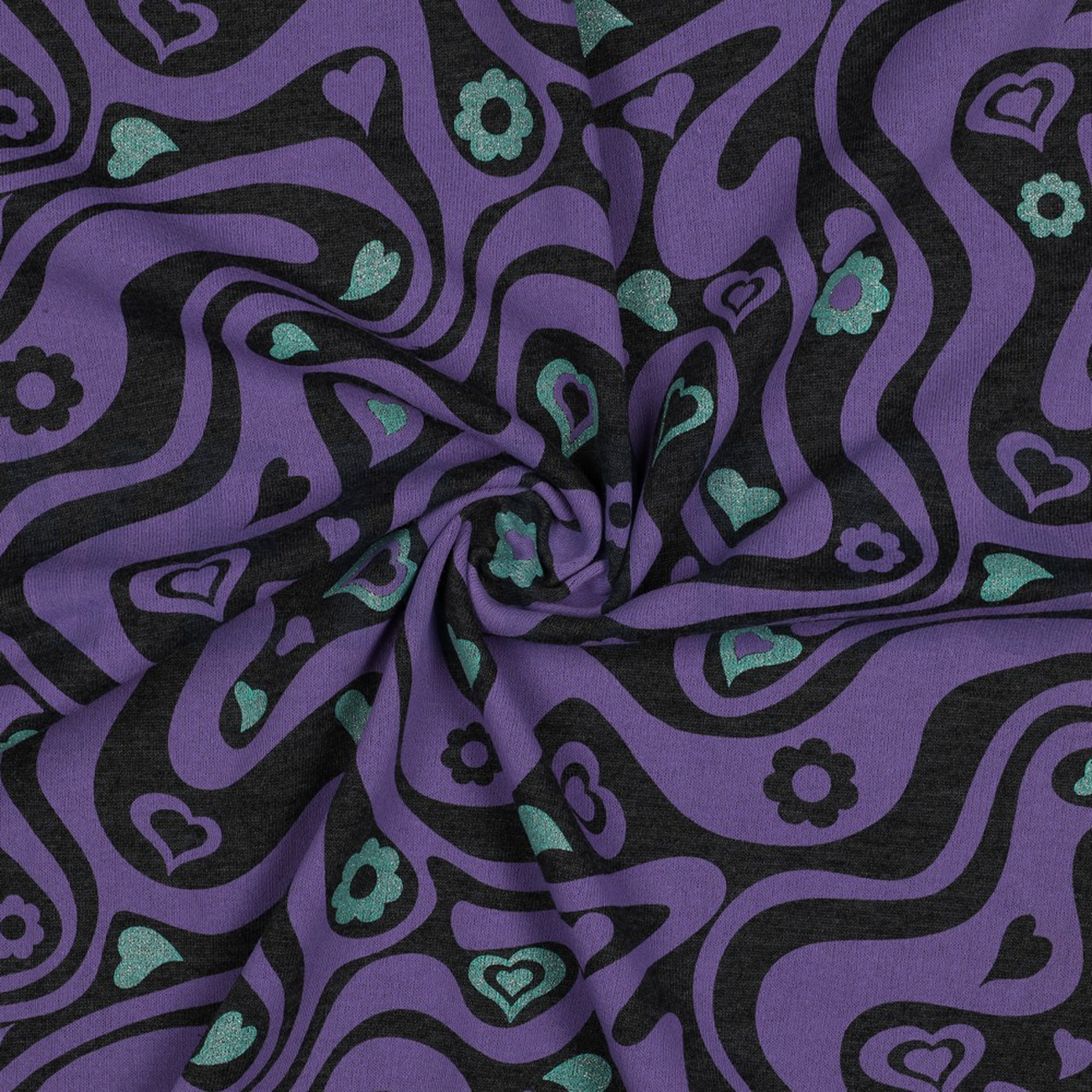 SWEAT MELIERT GLITZER RETRO BLUMEN ANTHRAZIT MELIERT (high resolution) #3