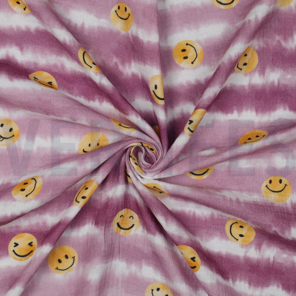 DOUBLE GAUZE DIGITAL HAPPY FACES BLUSH #7