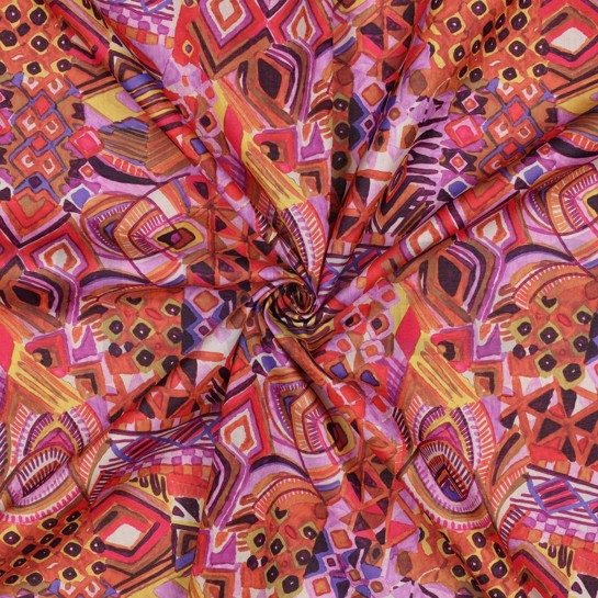 COTON VOILE DIGITAL ABSTRACT OCRE #7