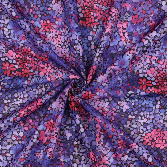 COTON VOILE DIGITAL FLEURS VIOLET #7