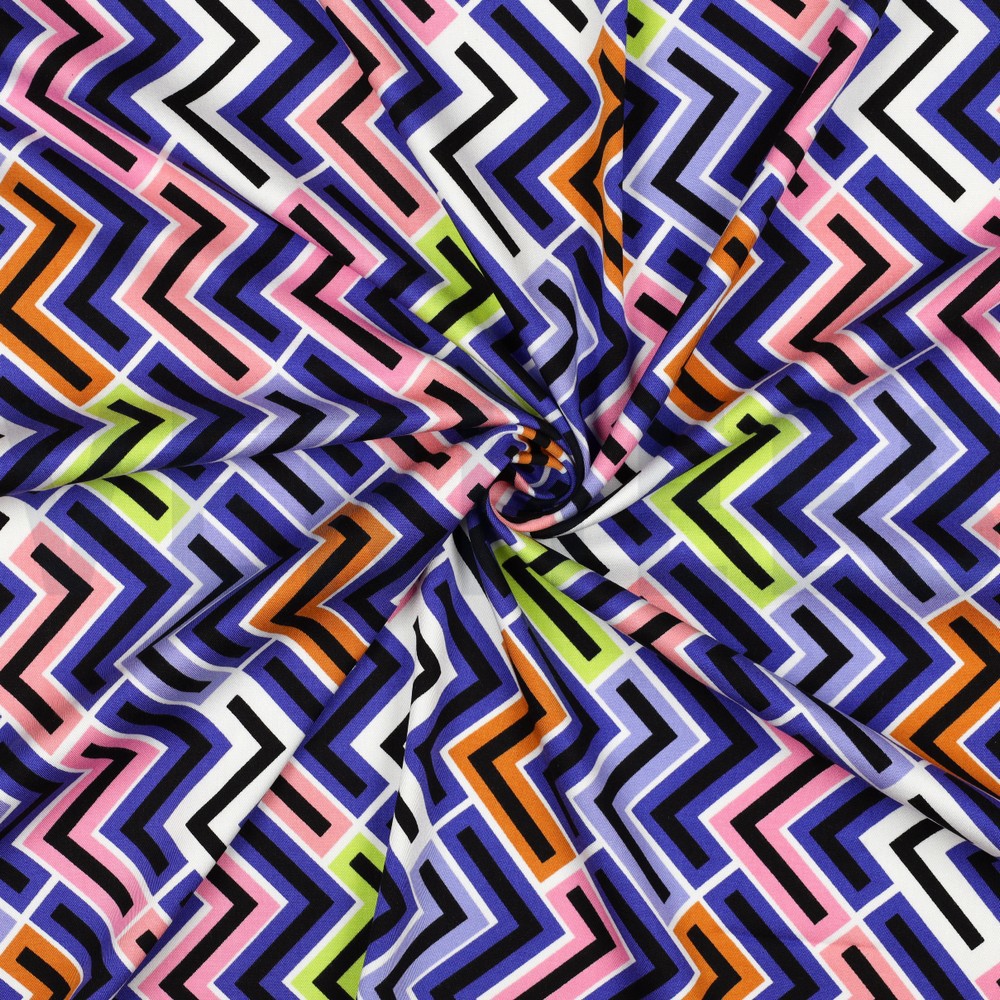 VISCOSE ROSELLA STRETCH GEOMETRISCH PAARS #7