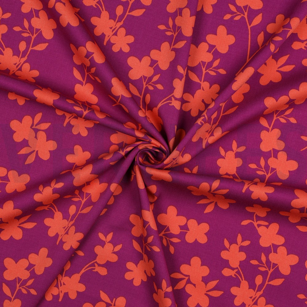VISCOSE ROSELLA STRETCH BLOEMEN FUCHSIA #7
