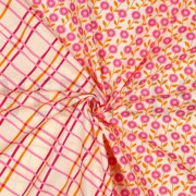 KATOENEN POPLIN BLOEMEN & RUITEN GEBROKEN WIT (thumbnail) #3