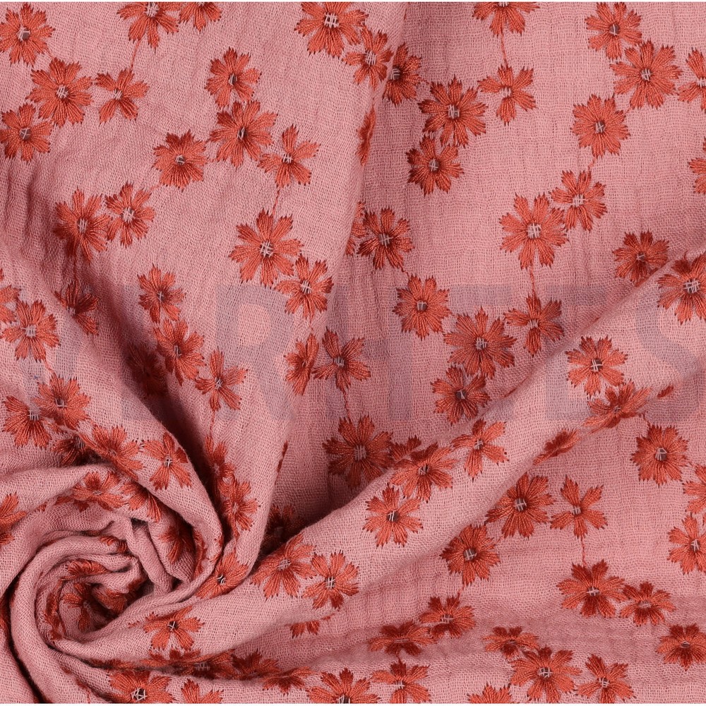 DOUBLE GAUZE EMBROIDERY BLOEMEN BLUSH #7
