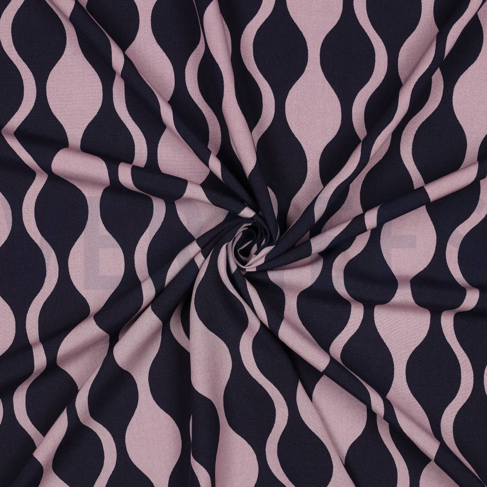 LENZING™ ECOVERO™ ABSTRACT DONKERBLAUW/MAUVE #7