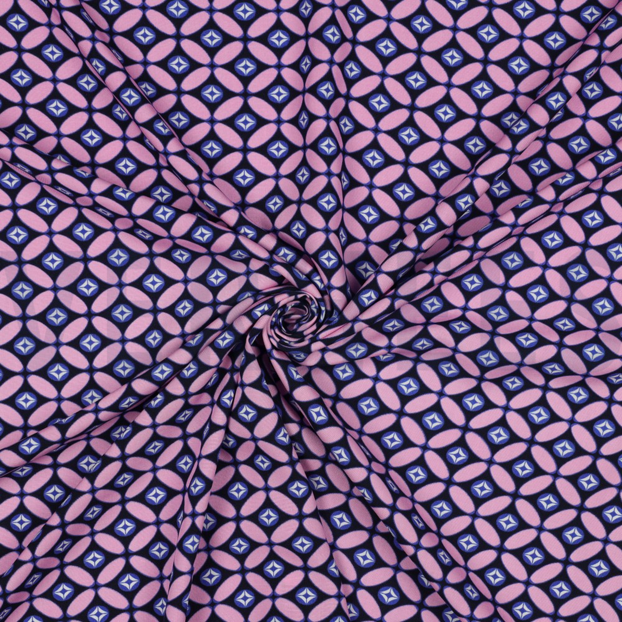 LENZING™ ECOVERO™ RÉTRO BLEU MARINE/ROSE CLAIR (high resolution) #3