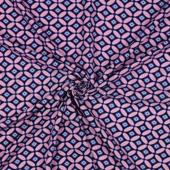 LENZING™ ECOVERO™ RÉTRO BLEU MARINE/ROSE CLAIR #7