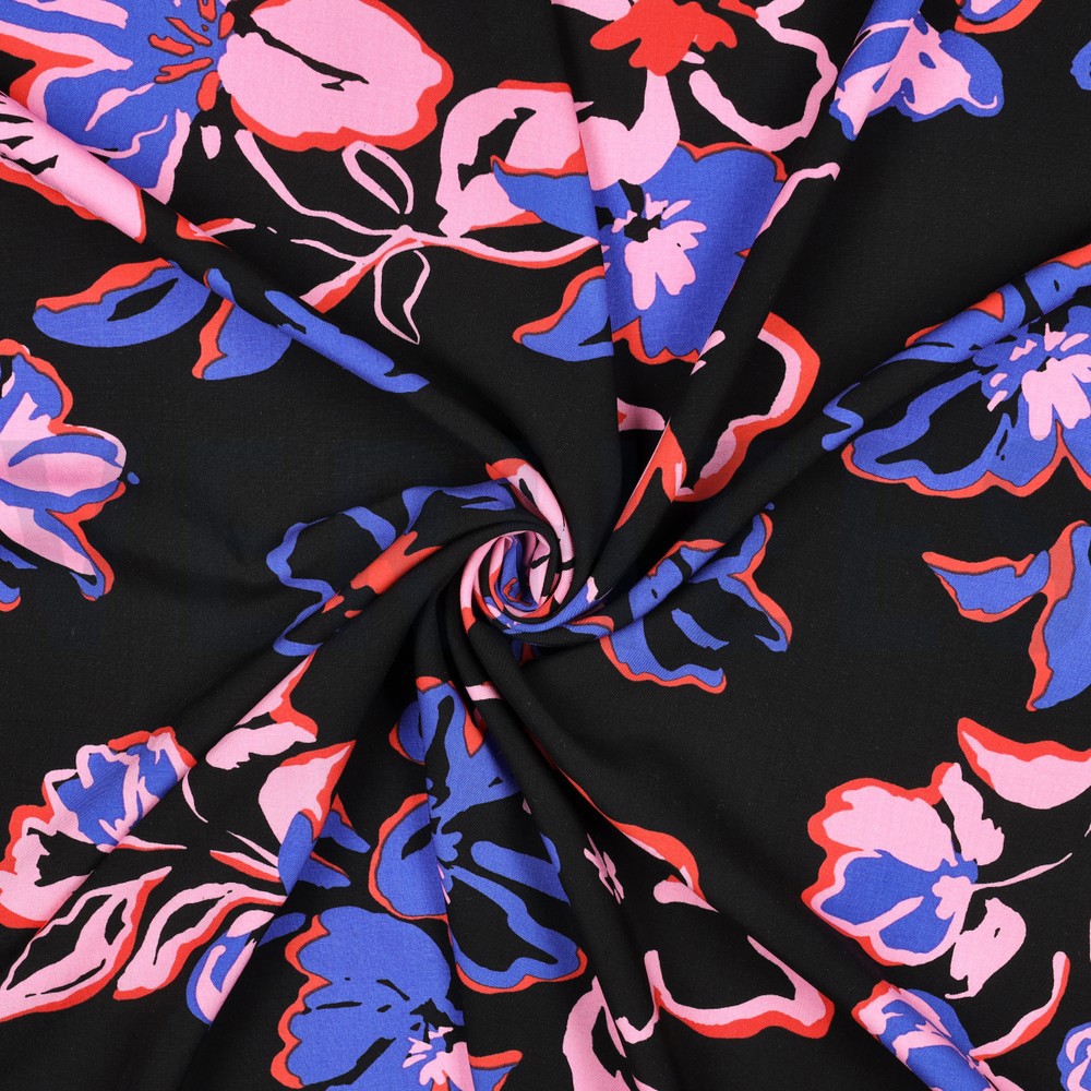 LENZING™ ECOVERO™ BLUMEN SCHWARZ #7