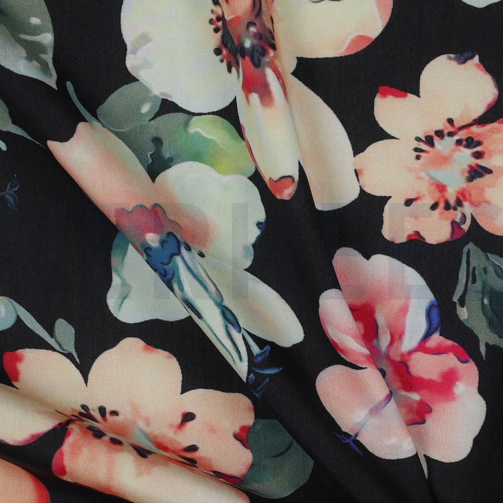 VISCOSE RADIANCE DIGITAL FLEURS NOIR #7
