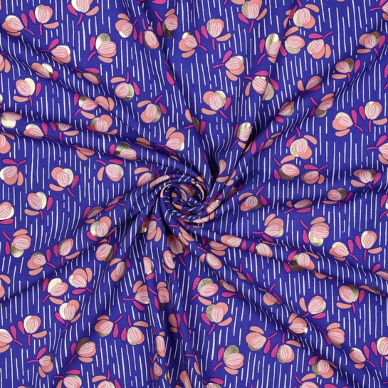 VISKOSE RADIANCE FOLIE BLUMEN KOBALTBLAU #7