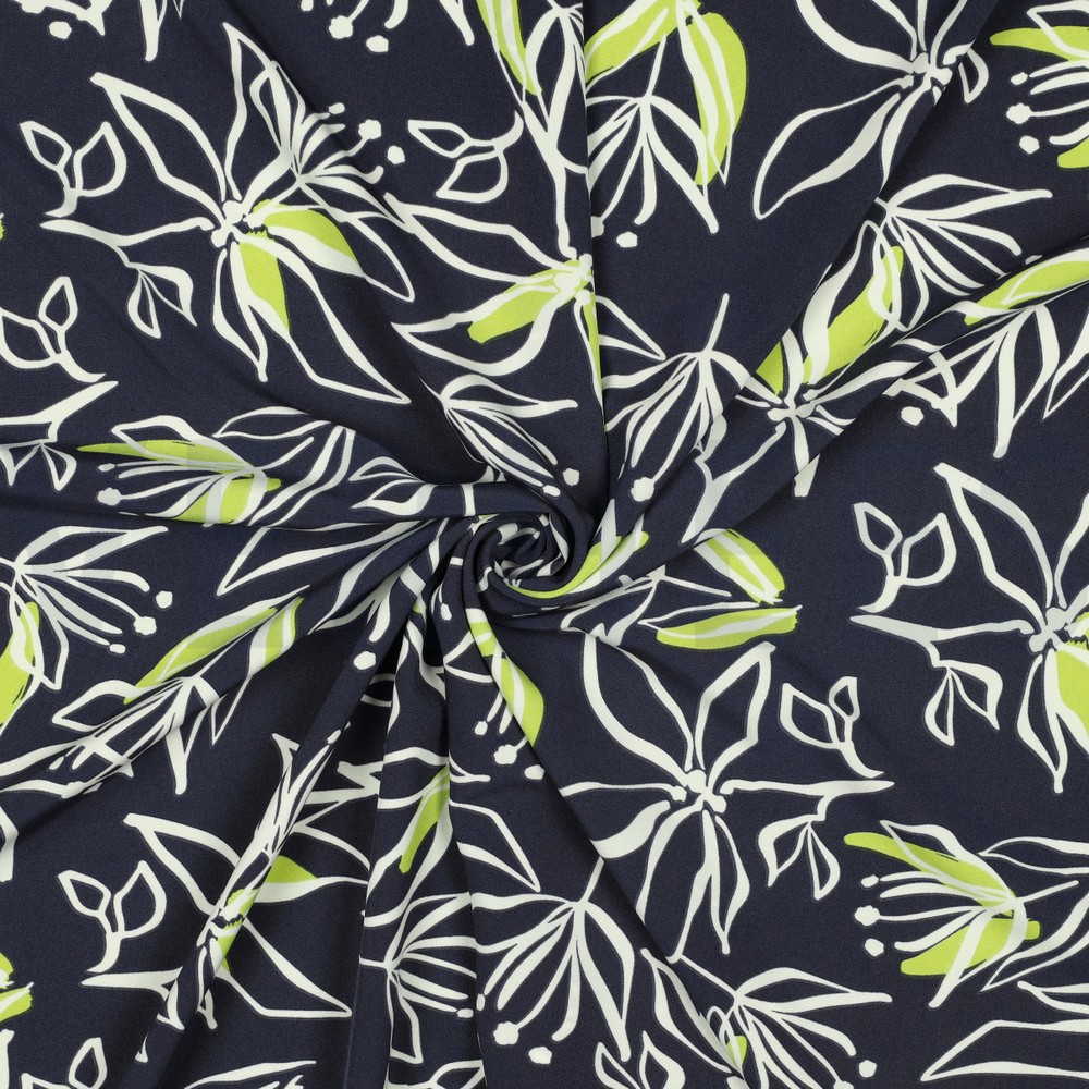 MAGNOLIA STRETCH FLEURS BLEU MARINE #7
