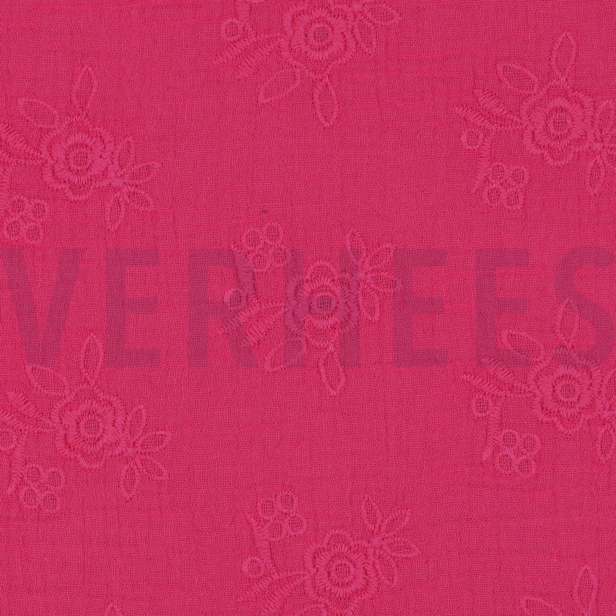 DOUBLE GAUZE EMBROIDERY FLOWERS FUCHSIA (high resolution) #3
