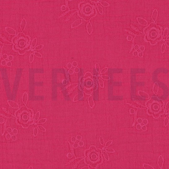 DOUBLE GAUZE EMBROIDERY FLOWERS FUCHSIA #7