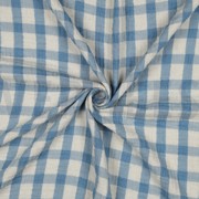 DOUBLE GAUZE LINEN YARN DYED CHECKS LIGHT BLUE / NATURAL (thumbnail) #3