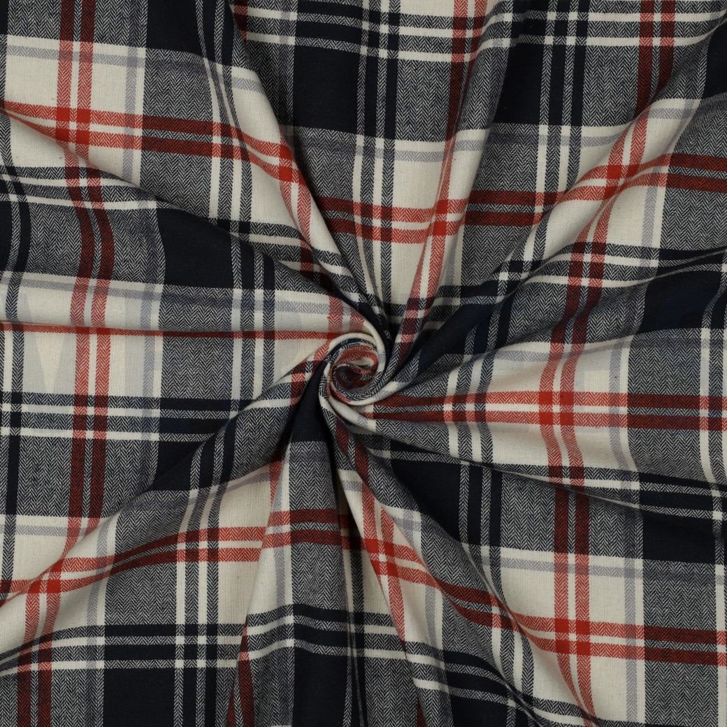 COTTON YARN DYED BRUSHED CHECKS NAVY #7