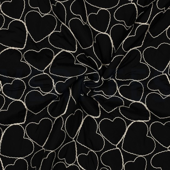 STEPPSTOFF STICKEREI HERZEN SCHWARZ #7