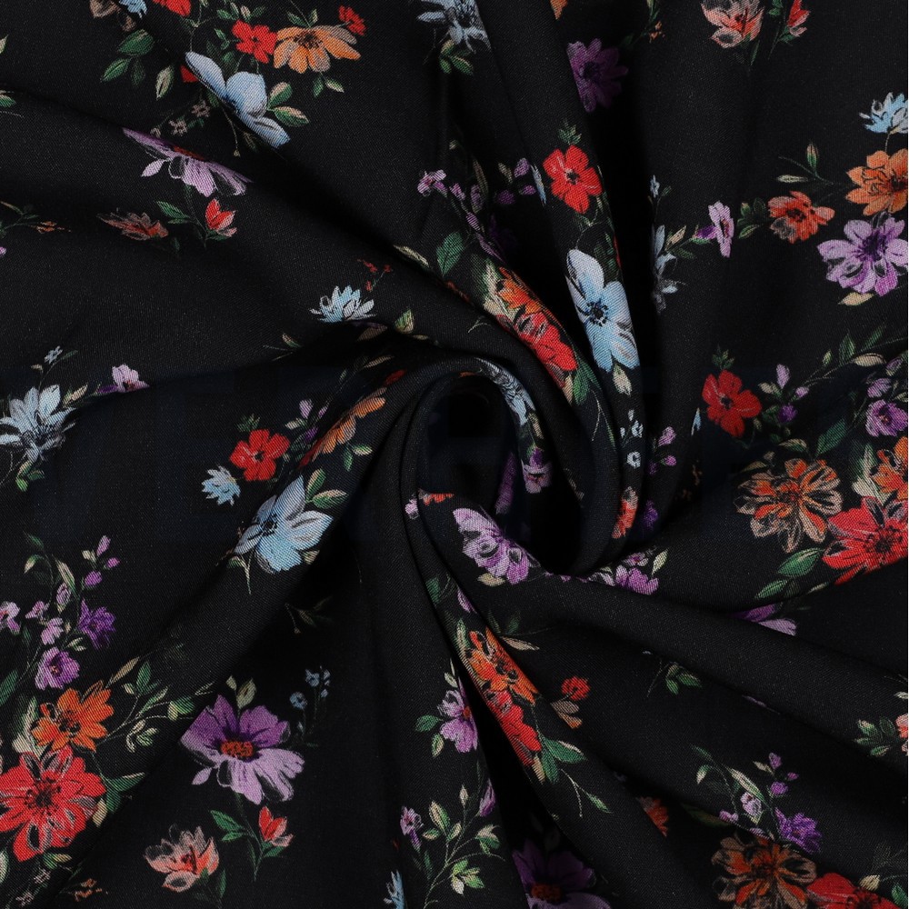 VISCOSE RADIANCE DIGITAL FLOWERS BLACK #7