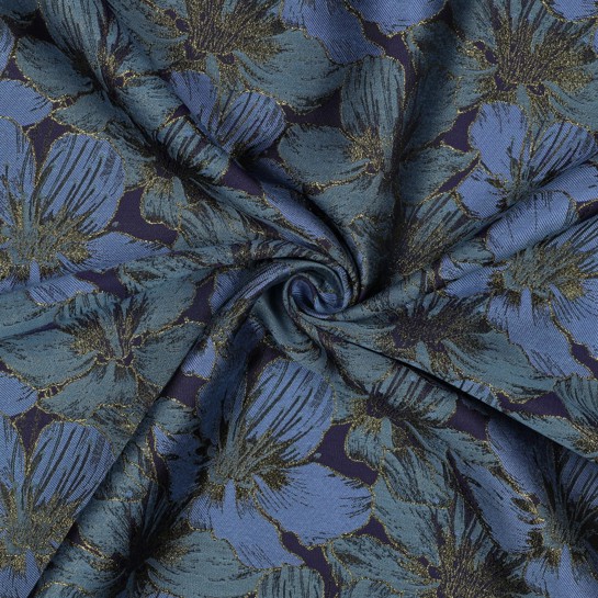 JACQUARD BLOEMEN BLAUW #7