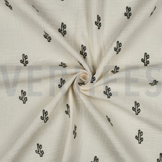 MUSSELIN STICKEREI KAKTUS NATUR #7