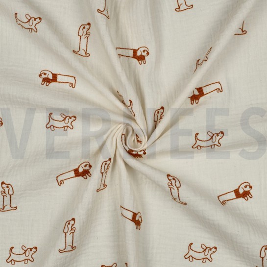 MUSSELIN STICKEREI HUNDE ECRU #7