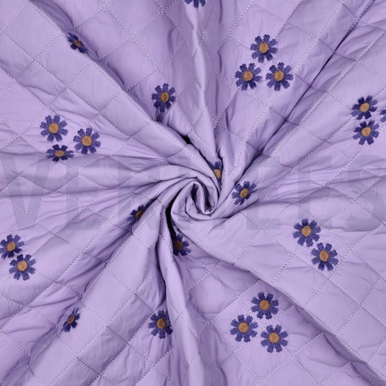 STEPPSTOFF STICKEREI BLUMEN LILA #7