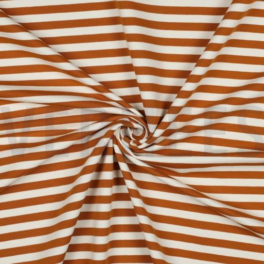 FRENCH TERRY GARENGEVERFD STREPEN LICHTBRUIN/OFFWHITE #7