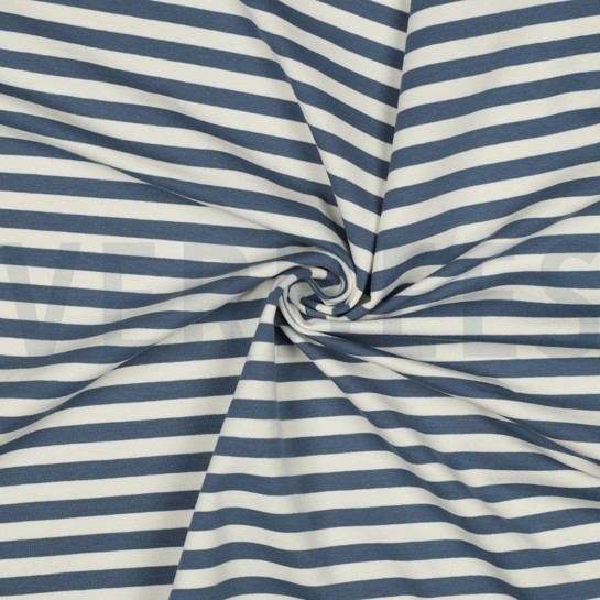 FRENCH TERRY GARNGEFÄRBT STREIFEN JEANSBLAU #7