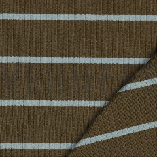 RIPPEN GARNGEFÄRBT STREIFEN ARMYGRÜN / MINT #7