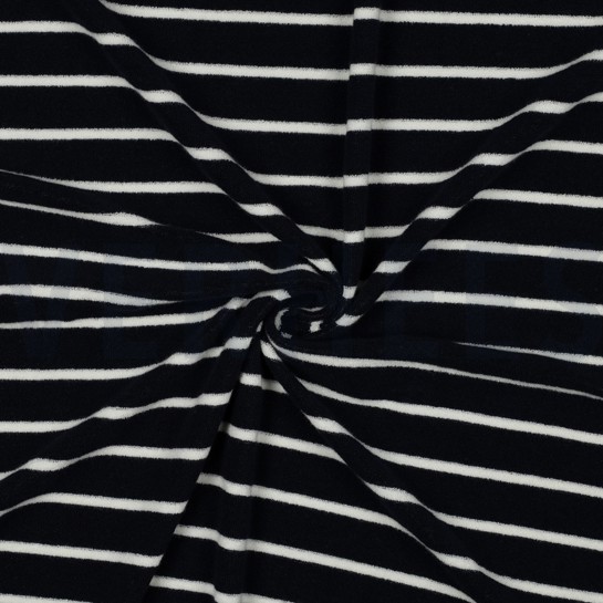 COTTON TOWELLING YARN DYED STRIPES DARK BLUE #7