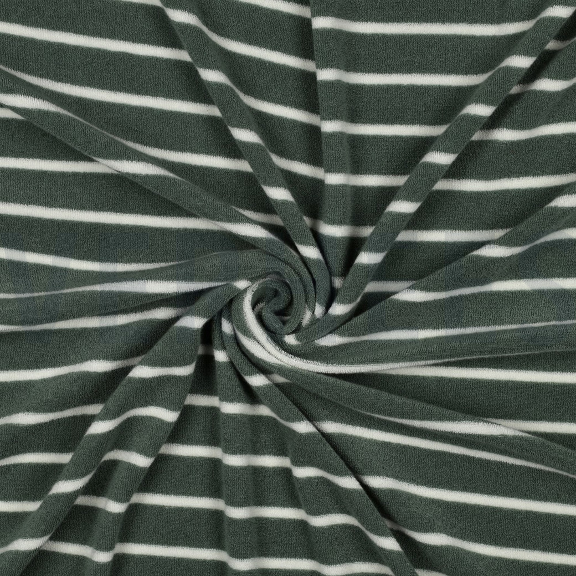 BAUMWOLLE FROTTEE GARNGEFÄRBT STREIFEN SALBEI/ECRU (high resolution) #3