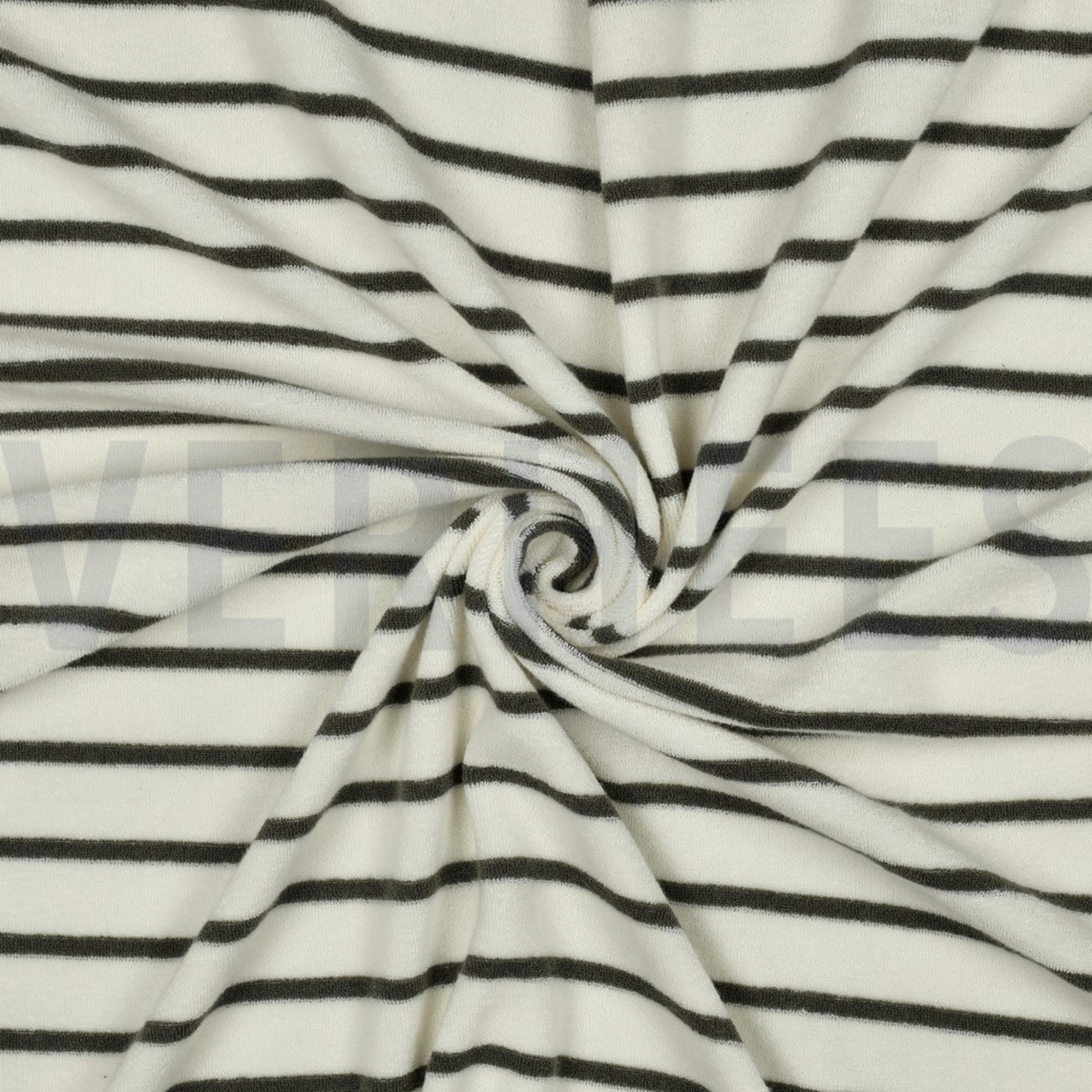 BAUMWOLLE FROTTEE GARNGEFÄRBT STREIFEN ECRU/ARMYGRÜN (high resolution) #3