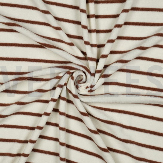BAUMWOLLE FROTTEE GARNGEFÄRBT STREIFEN ECRU/KAMEL #7