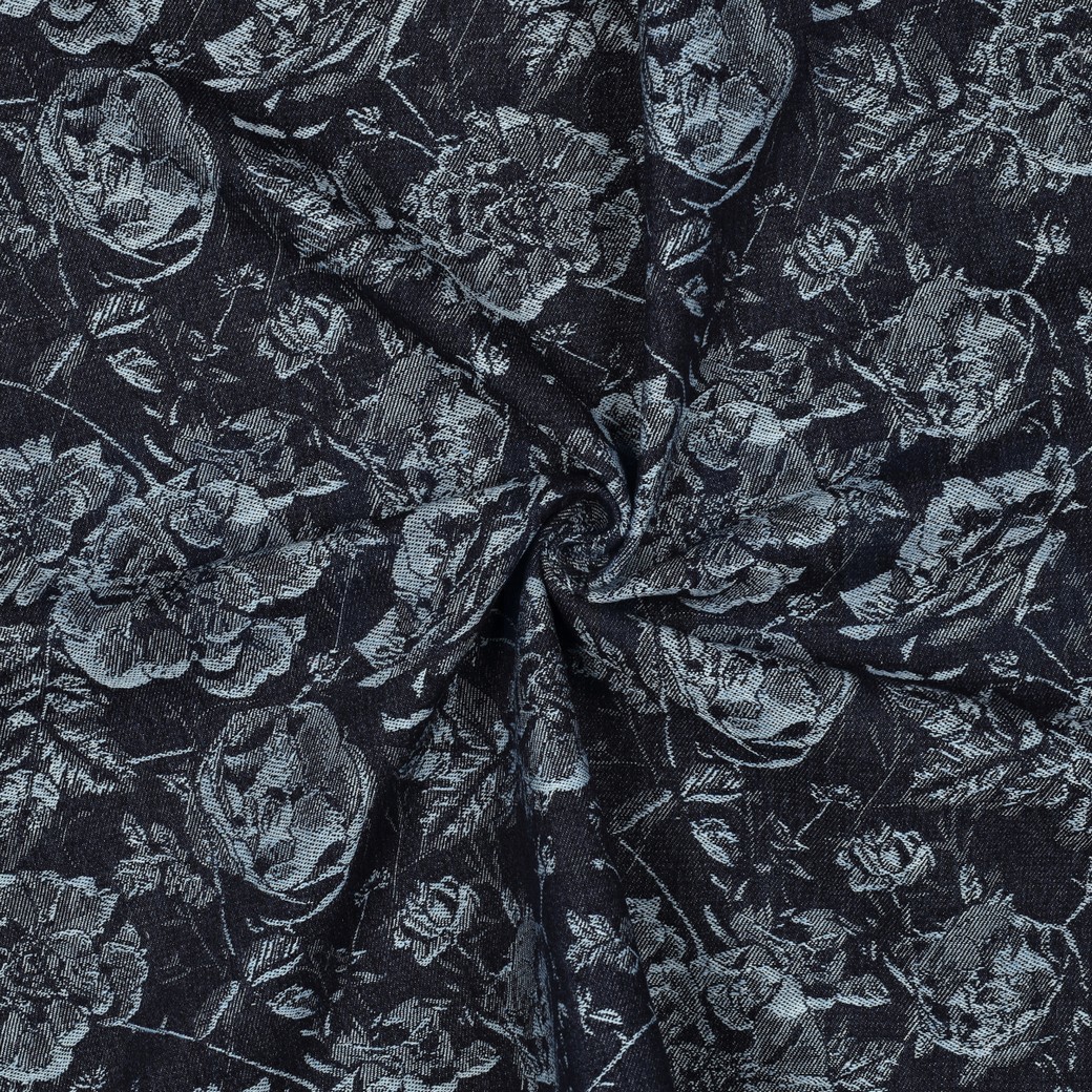 DENIM JACQUARD FLEURS JEAN BLEU #7