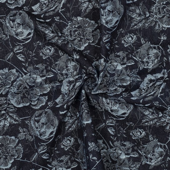 DENIM JACQUARD BLUMEN JEANSBLAU #7