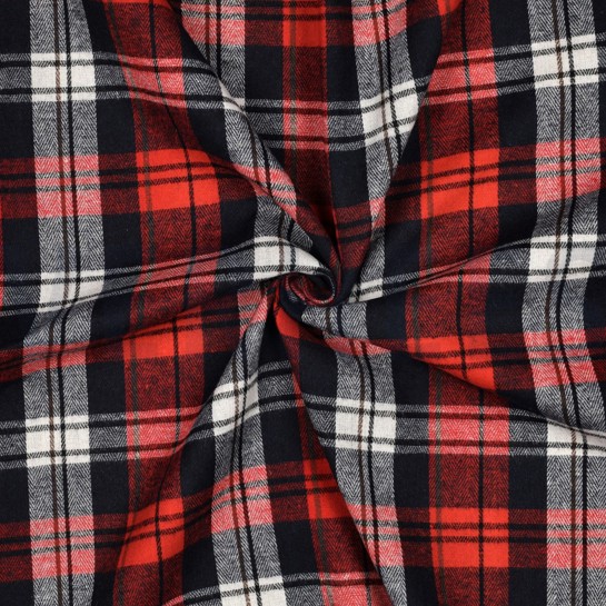 GEBÜRSTETER MANTELSTOFF GARNGEFÄRBT KAROS ROT #7