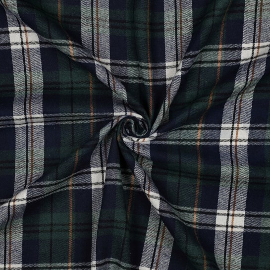 GEBÜRSTETER MANTELSTOFF GARNGEFÄRBT KAROS GRÜN #7