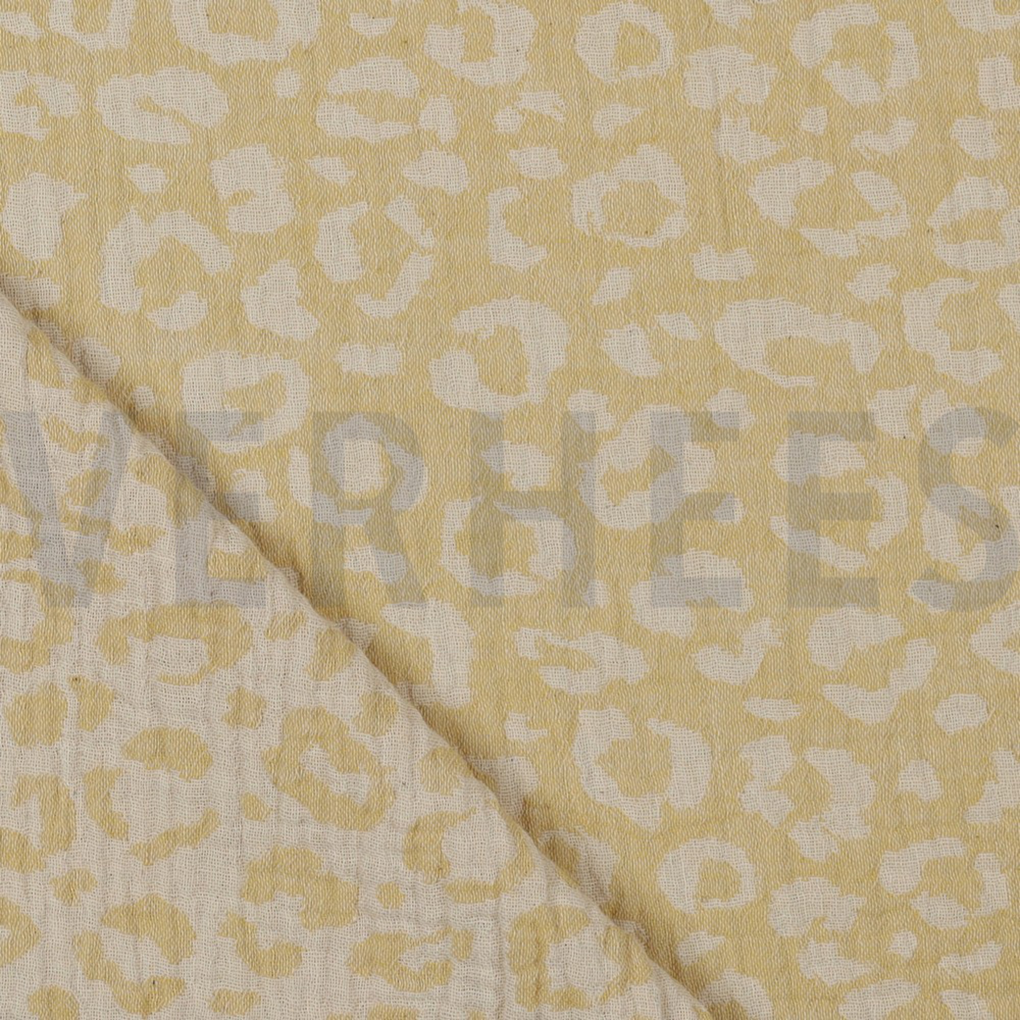 DOUBLE GAZE DE COTON JACQUARD PEAU D’ANIMAL JAUNE/ÉCRU (high resolution) #3